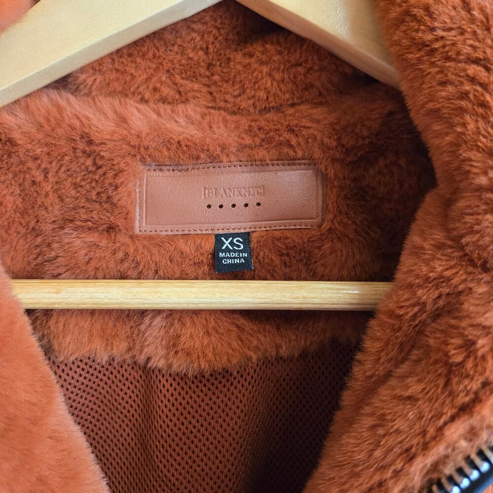 Anthropologie Blank NYC Faux Fur Half Zip Jacket Cliff Hanger Coat Brown XS Cozy - Picture 4 of 8